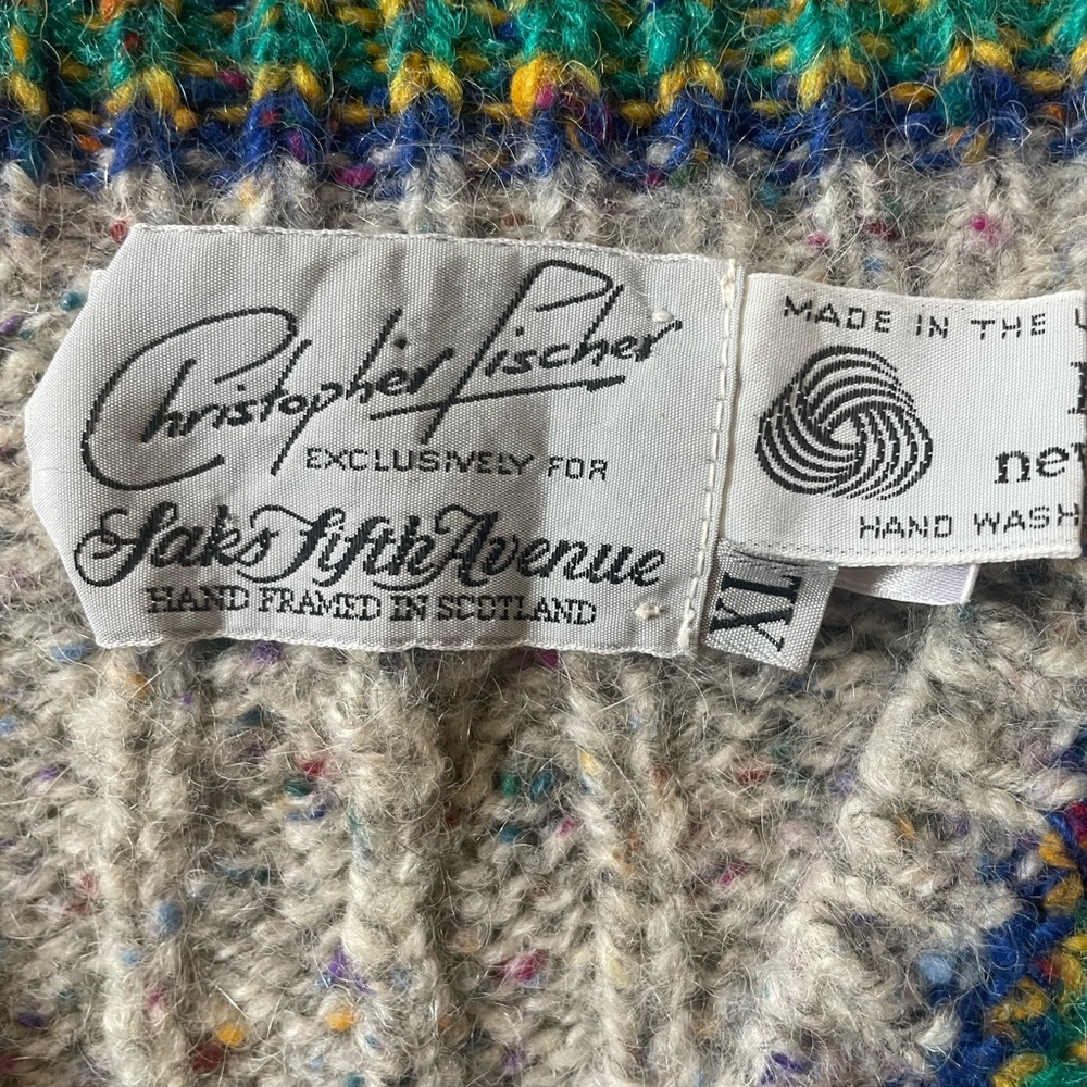 Vintage Christopher Fischer Cable Knit Sweater with Striped Accents - Picture 7 of 8